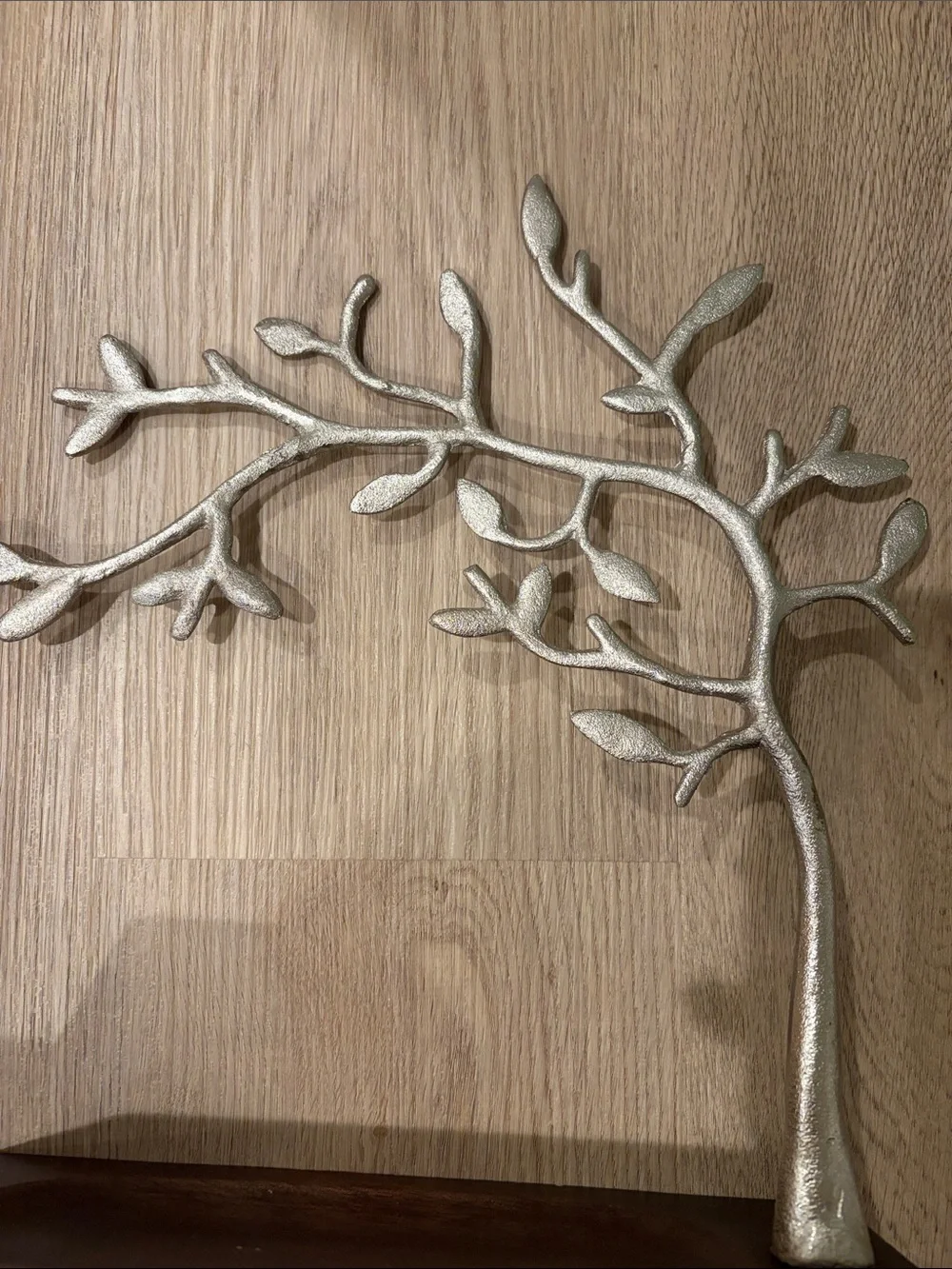 World Market Branch Jewelry Stand in Metallic silver with Wooden Base